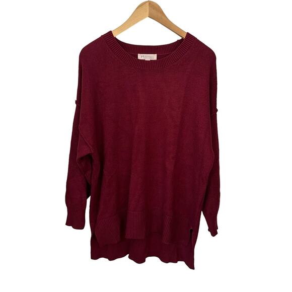 Philosophy Womens Tunic Sweater Plus Size 2X Dark Red Pullover Exposed Seams - Picture 1 of 6